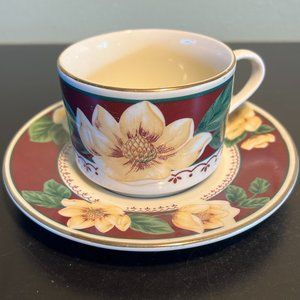 Vintage GIBSON DESIGNS Sweet Magnolia Pattern Flat Bottomed Cup & Saucer Set
